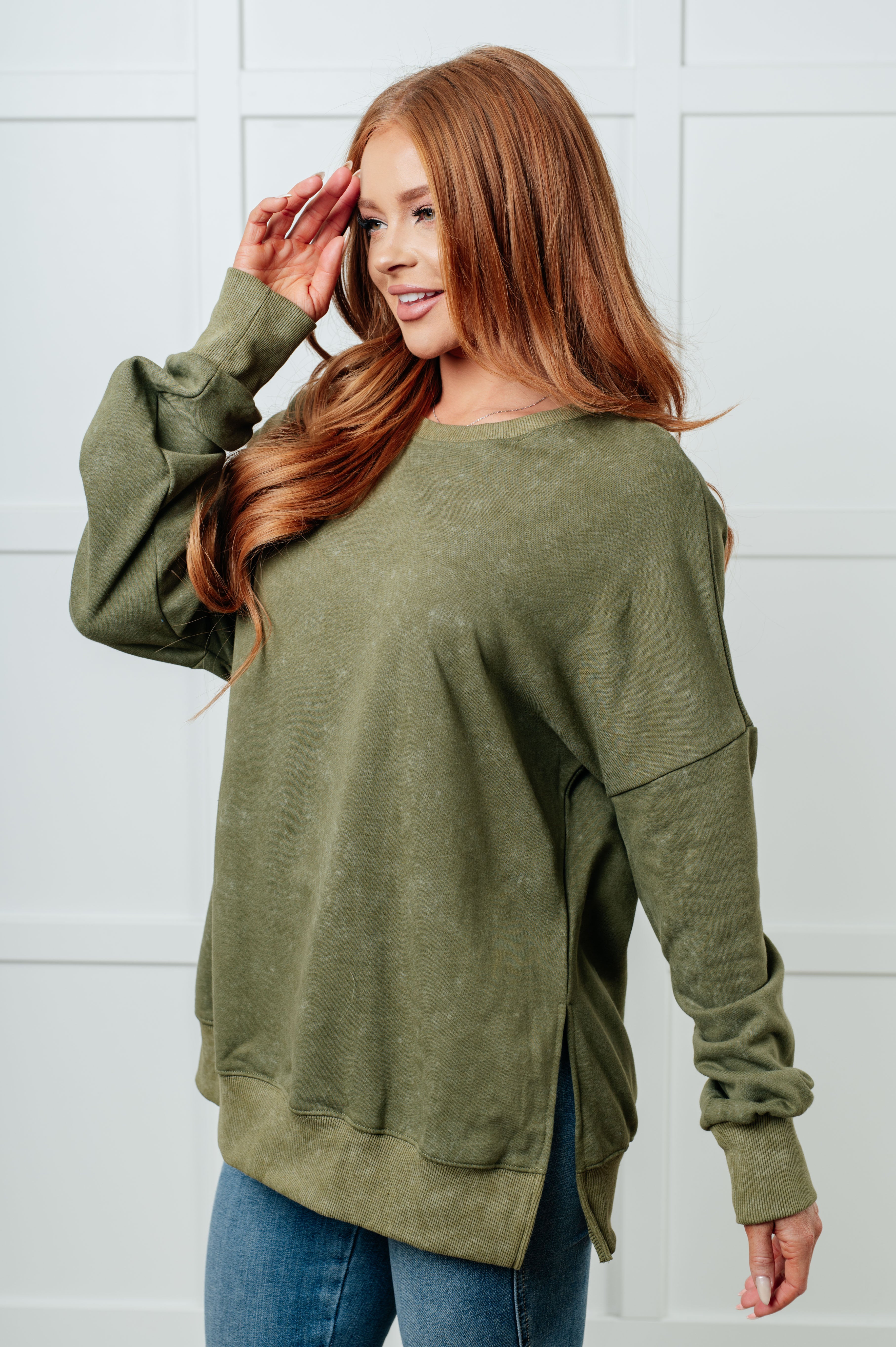 No Plain Jane Oversized Sweatshirt in Green Tops Ave Shops- Tilden Co.