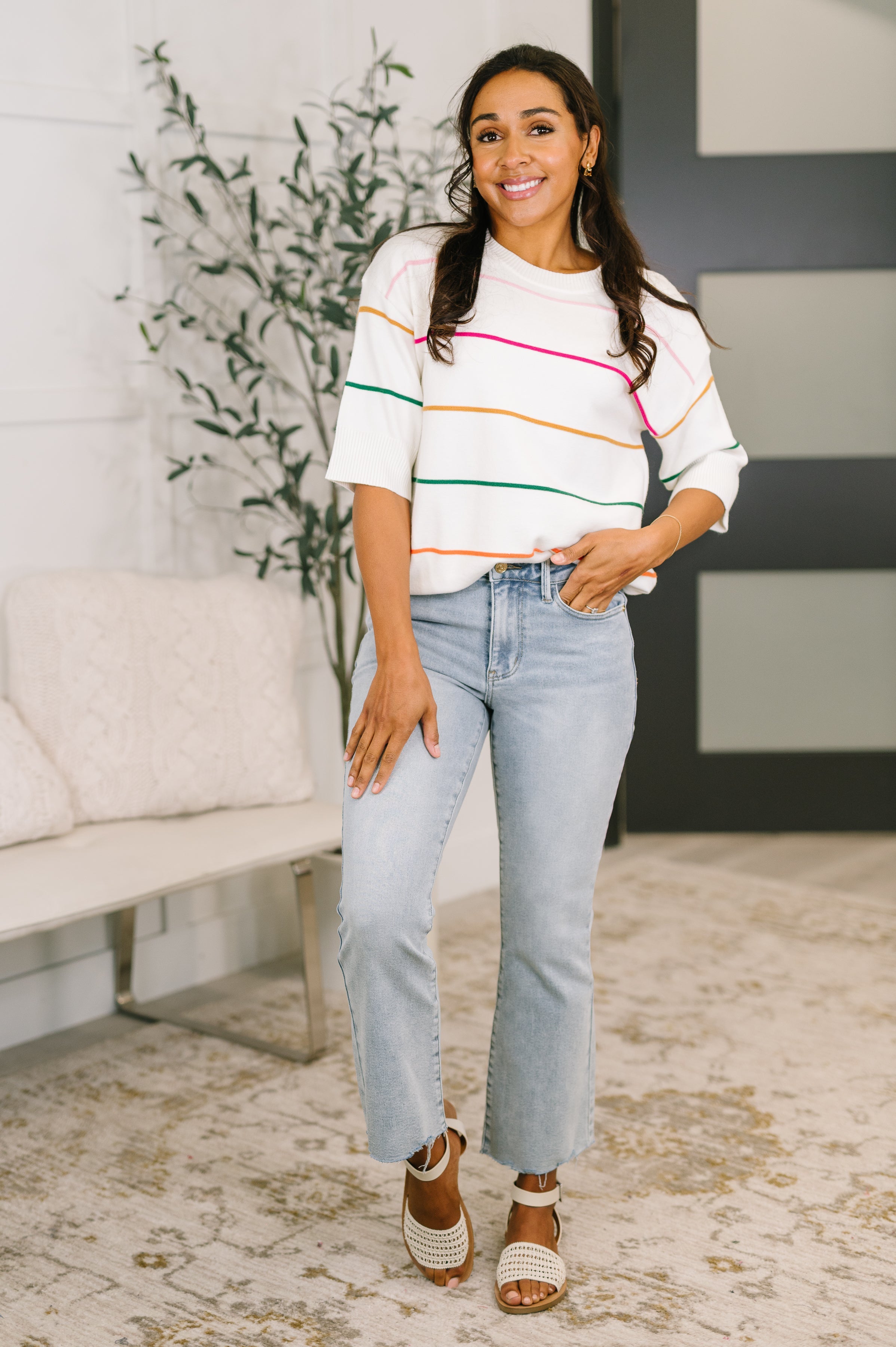 Normal Volume Striped Sweater Sweater Ave Shops- Tilden Co.