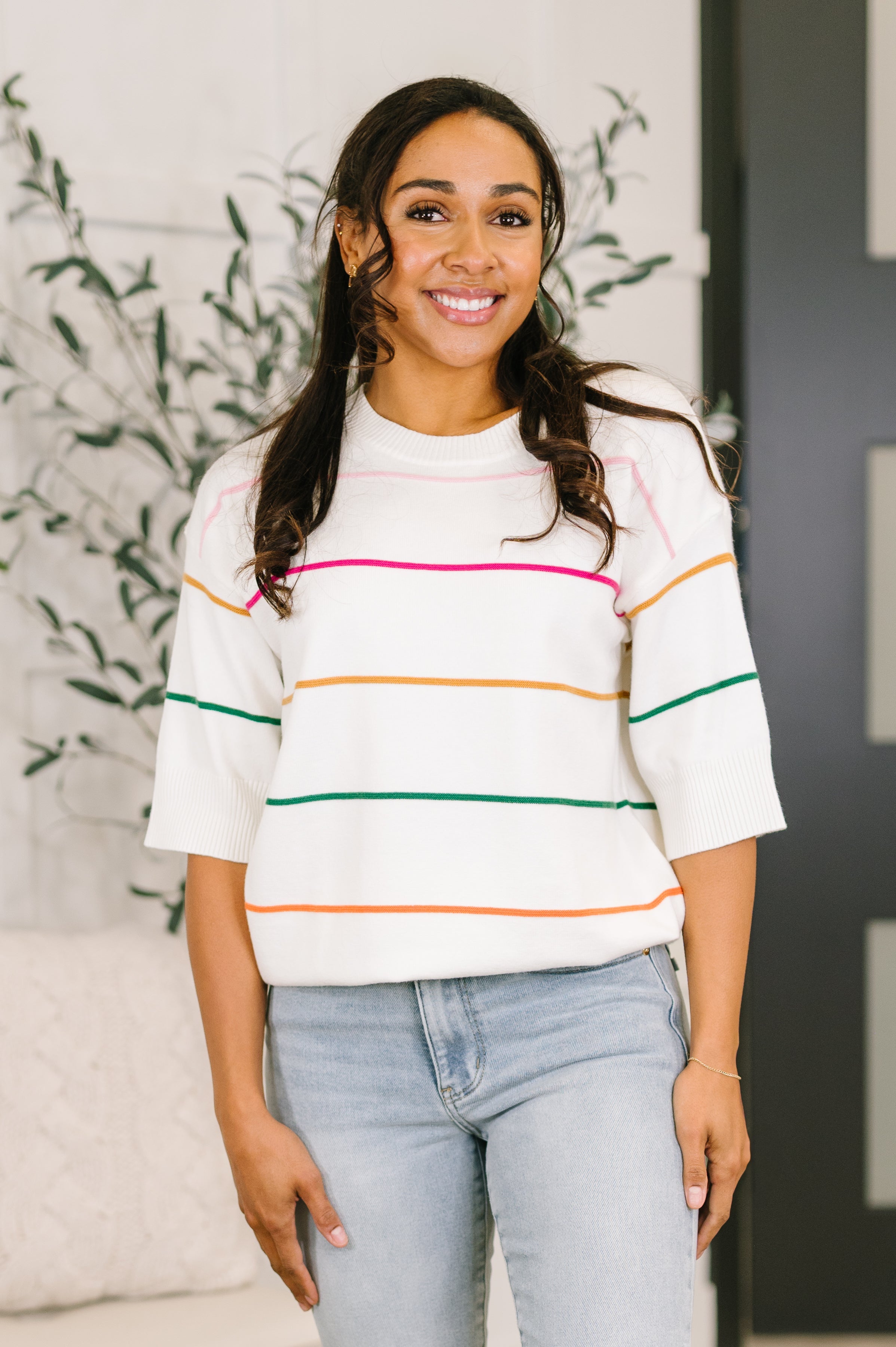 Normal Volume Striped Sweater Sweater Ave Shops- Tilden Co.