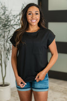 Not So Basic Pocket Tee in Black Tops Ave Shops- Tilden Co.