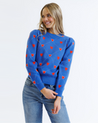 Nothing But Love Sweater XS / Bright Blue Hearts XS Bright Blue Hearts Sweaters Downeast- Tilden Co.