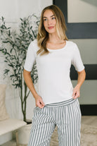 Nothing to Prove U-Neck Half Sleeve Top in White Womens Ave Shops- Tilden Co.