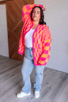 Noticed in Neon Checkered Cardigan in Pink and Orange    Layers Ave Shops- Tilden Co.