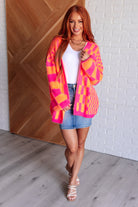 Noticed in Neon Checkered Cardigan in Pink and Orange    Layers Ave Shops- Tilden Co.