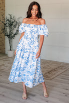 Nurturing Myself Square Neck Floral Dress in Blue    Dresses Ave Shops- Tilden Co.