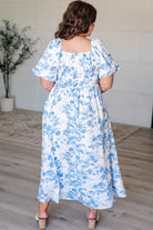 Nurturing Myself Square Neck Floral Dress in Blue    Dresses Ave Shops- Tilden Co.