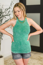 Offbeat Essential Mineral Washed Tank in Kelly Green Womens Ave Shops- Tilden Co.