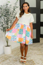 Office Associate Patchwork Print Babydoll Dress Midi Dress Ave Shops- Tilden Co.