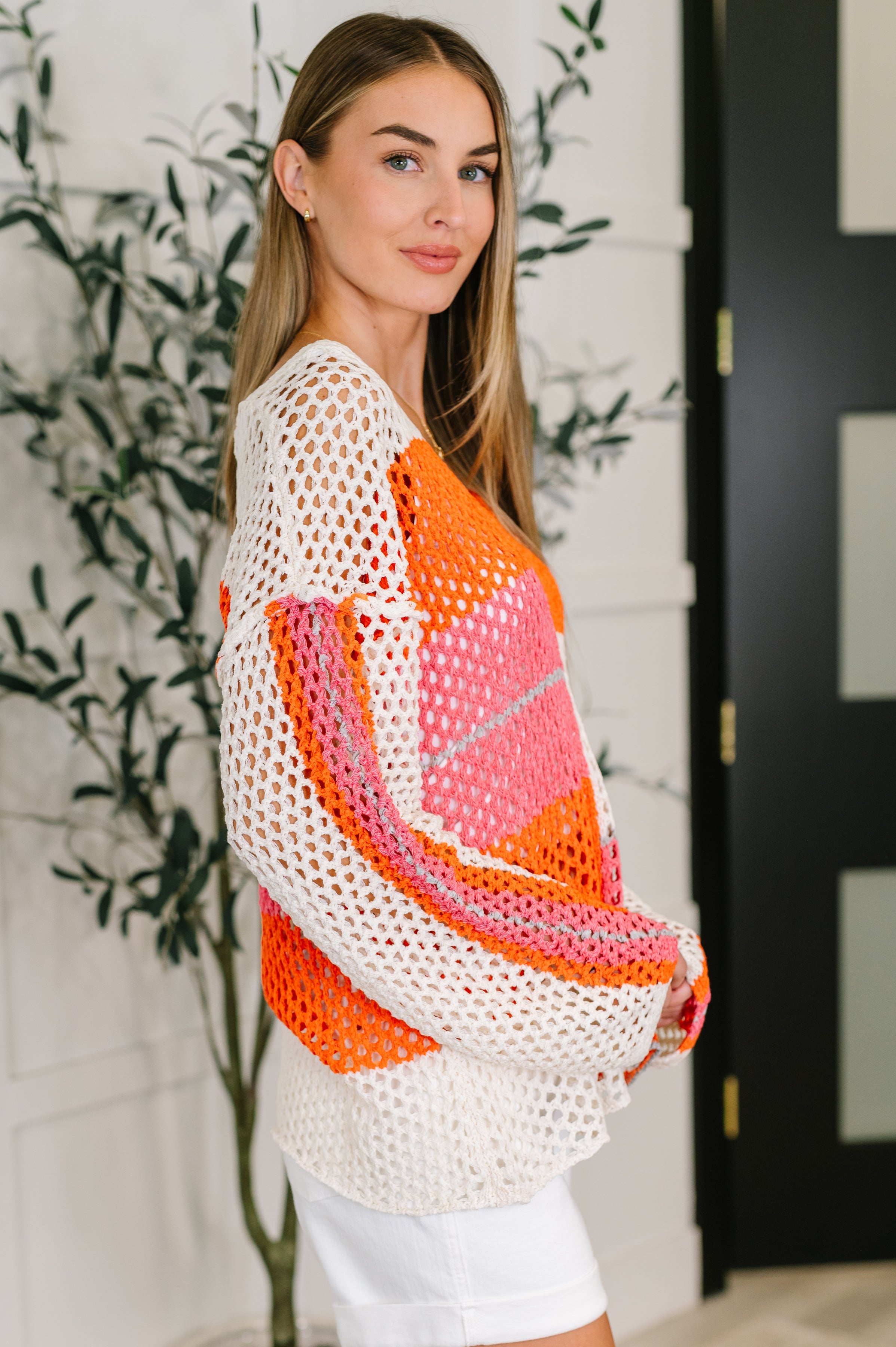 Off the Grid Net Color Block Layering Top Womens Ave Shops- Tilden Co.