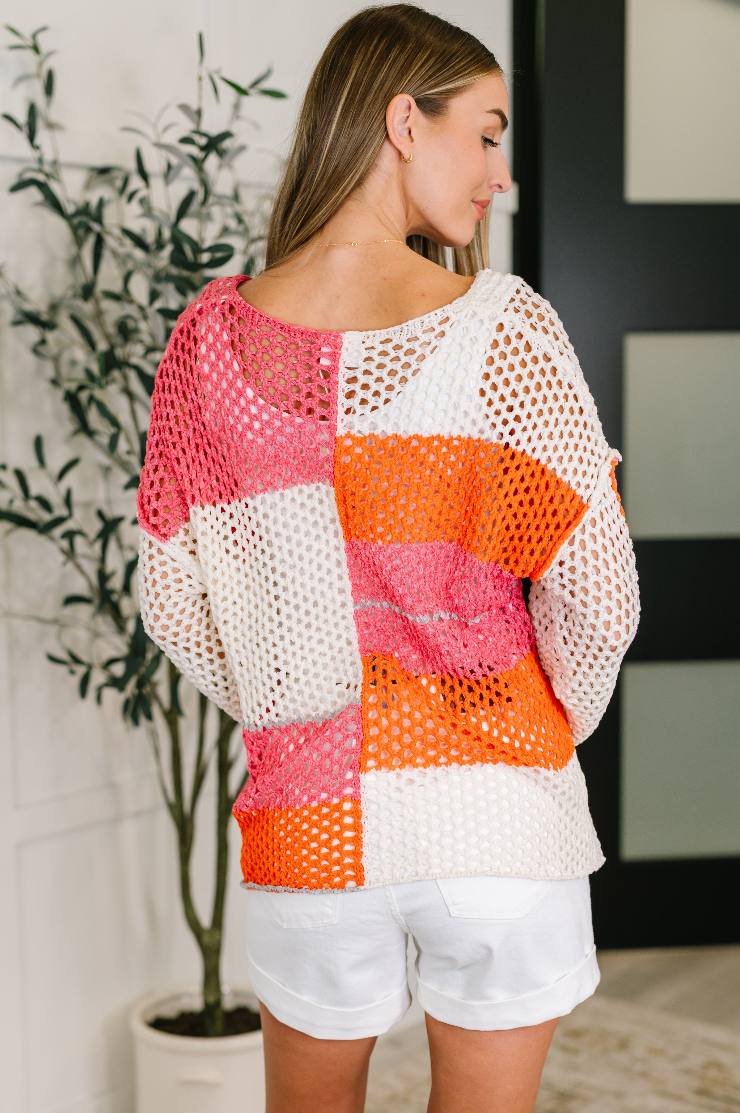 Off the Grid Net Color Block Layering Top Womens Ave Shops- Tilden Co.