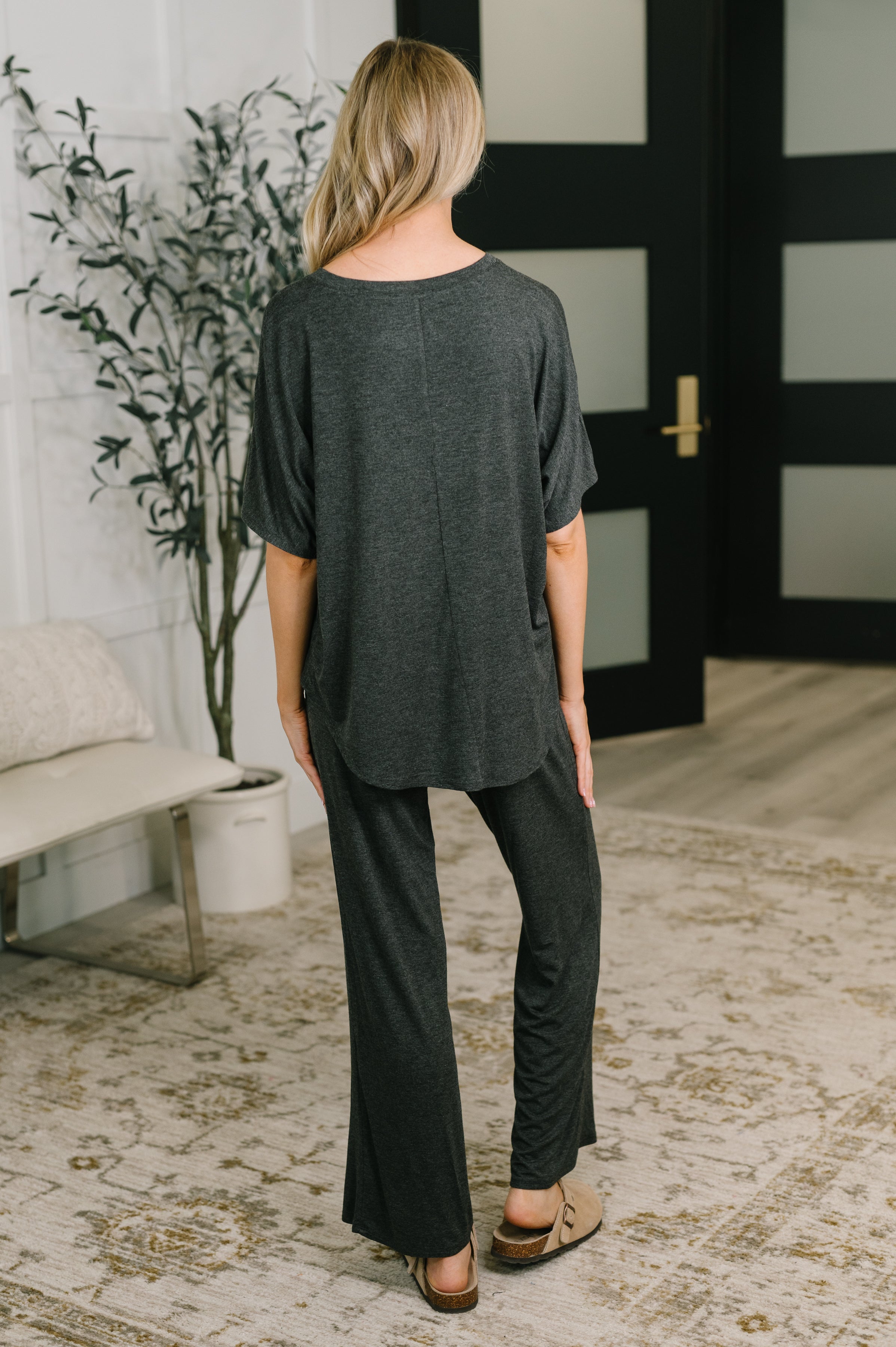 Ol' Reliable Top and Bottom Lounge Set in Charcoal Womens Ave Shops- Tilden Co.