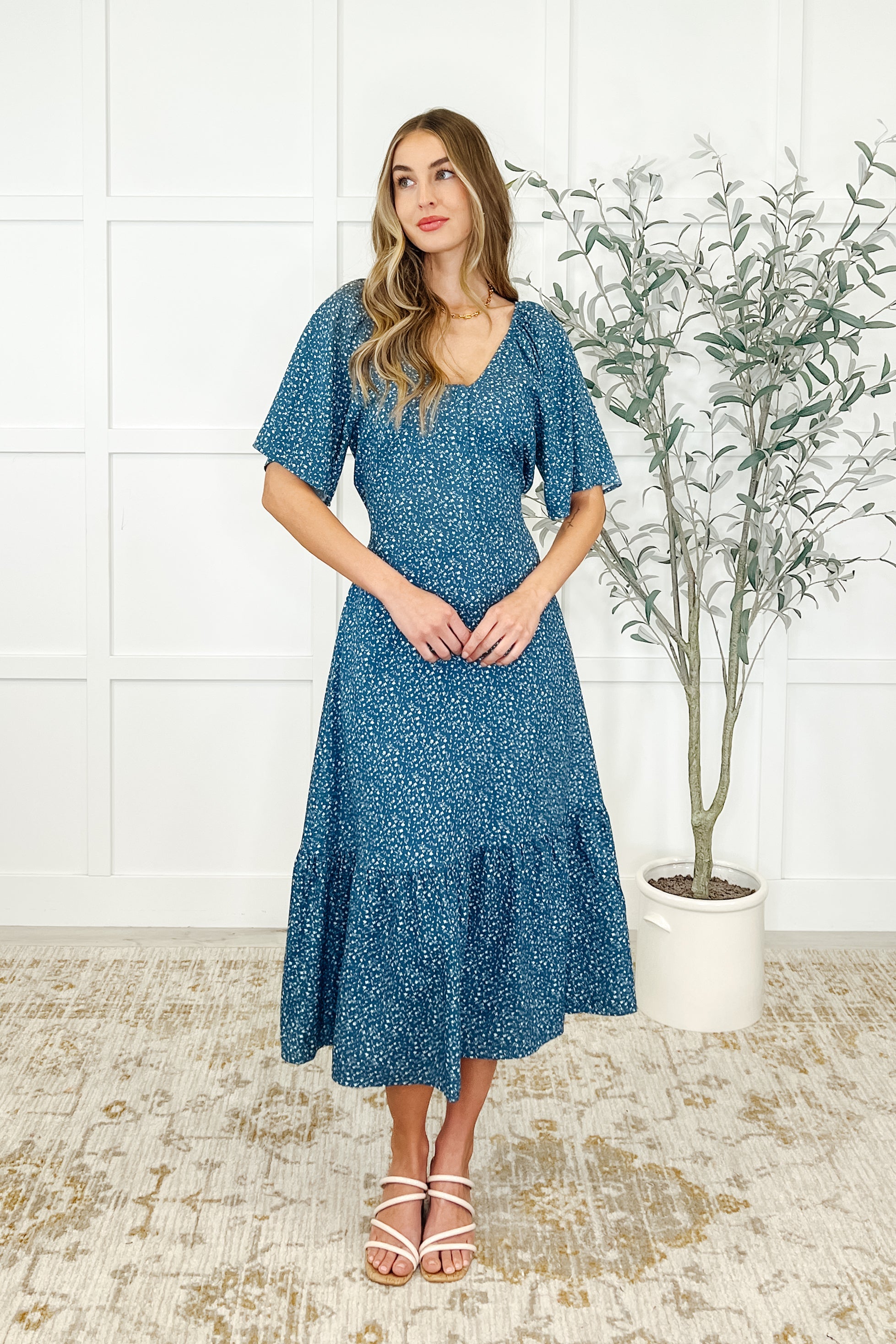 Olive Dress in Blue Vineyard Womens Ave Shops- Tilden Co.