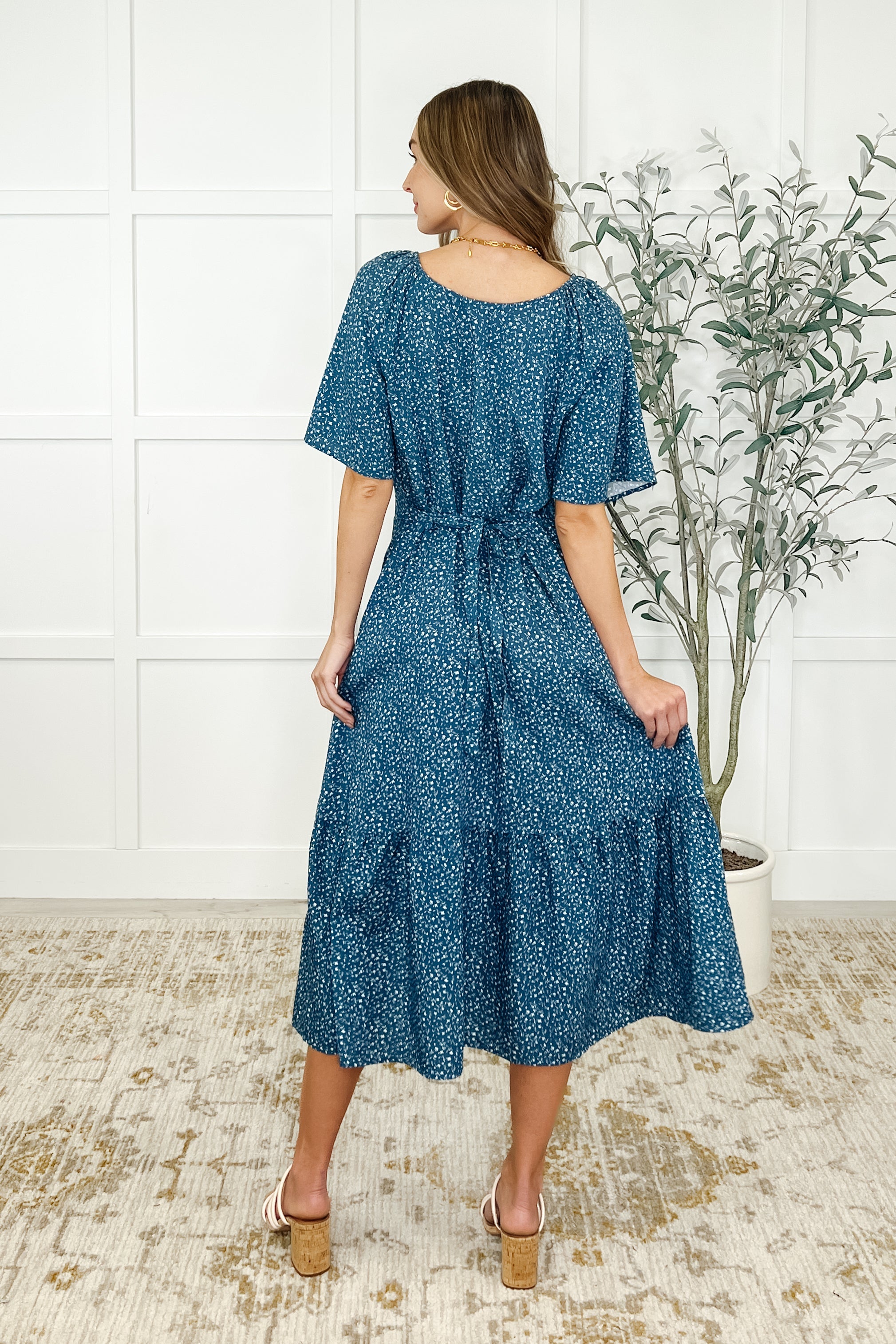 Olive Dress in Blue Vineyard Womens Ave Shops- Tilden Co.