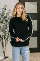 One Stitch at a Time Pullover in Black Womens Ave Shops- Tilden Co.