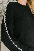 One Stitch at a Time Pullover in Black Womens Ave Shops- Tilden Co.