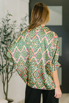Optical Illusion Button Up Blouse Blouse Ave Shops- Tilden Co.