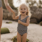 V Neck Tankini Top (Girls) Black Textured Gingham / 2T Black Textured Gingham 2T Swim Top Janela Bay- Tilden Co.