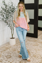 Outside Advantage Mixed Print Boho Blouse Womens Ave Shops- Tilden Co.