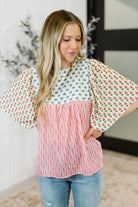 Outside Advantage Mixed Print Boho Blouse Womens Ave Shops- Tilden Co.