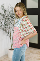 Outside Advantage Mixed Print Boho Blouse Womens Ave Shops- Tilden Co.