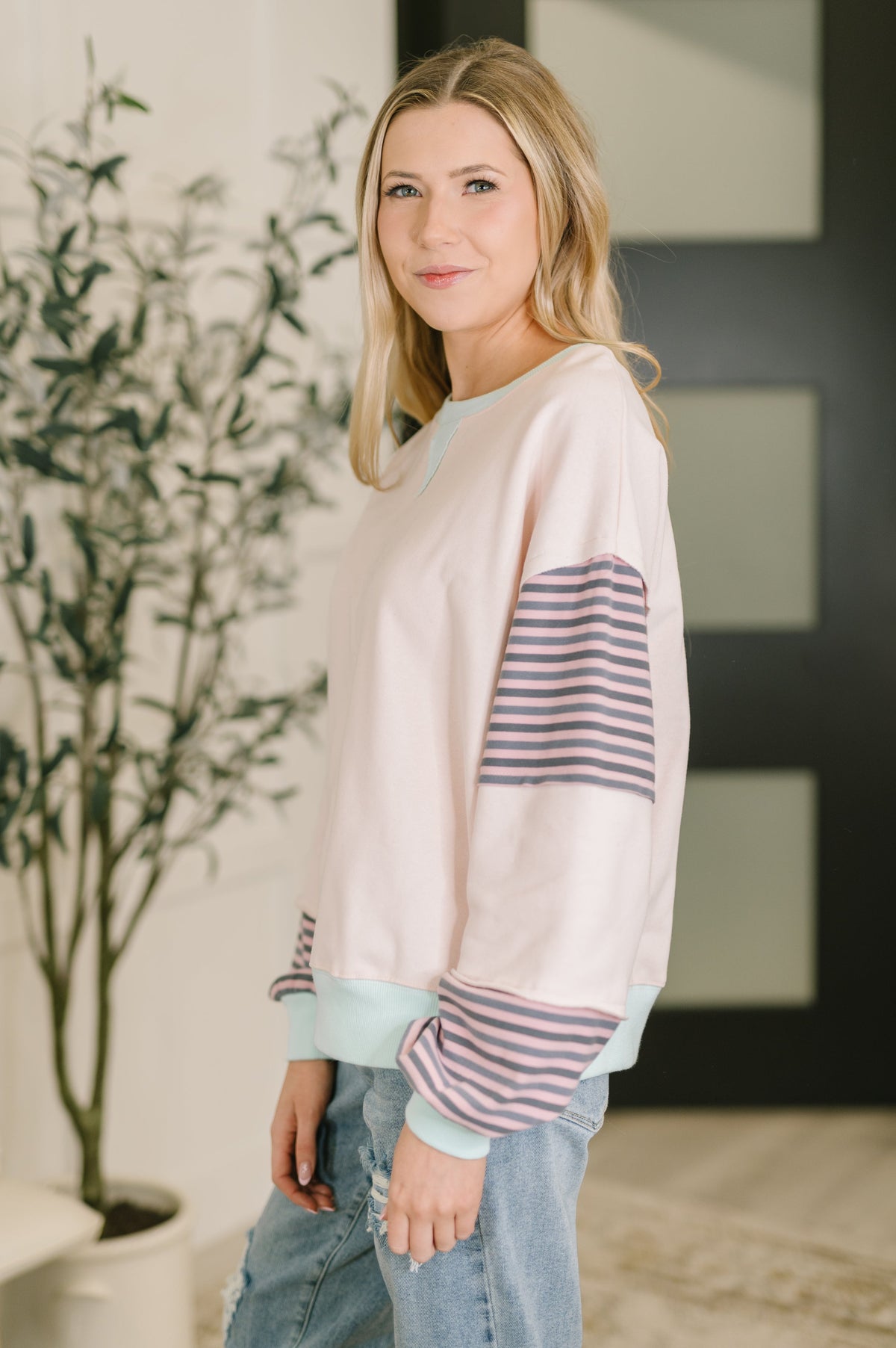 Outside the Lines Oversized Color Block Pullover Womens Ave Shops- Tilden Co.