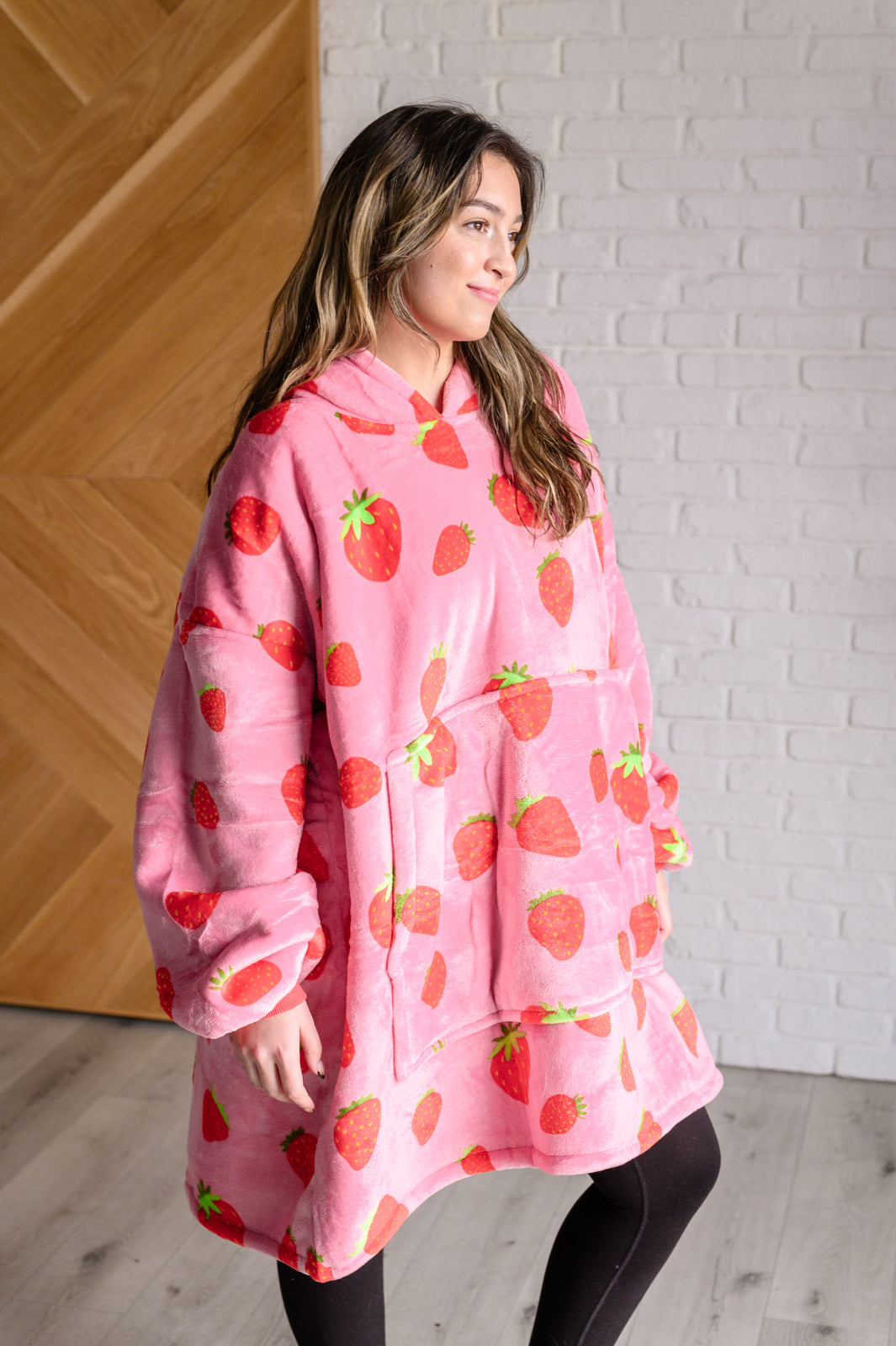 Oversized Blanket Hoodie in Strawberry Layers Ave Shops- Tilden Co.