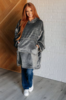 Oversized Velour Blanket Hoodie in Gray Layers Ave Shops- Tilden Co.