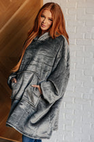 Oversized Velour Blanket Hoodie in Gray Layers Ave Shops- Tilden Co.