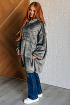 Oversized Velour Blanket Hoodie in Gray Layers Ave Shops- Tilden Co.