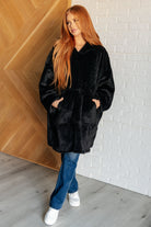 Oversized Velour Blanket Hoodie in Black Layers Ave Shops- Tilden Co.