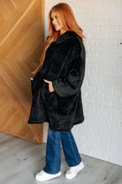 Oversized Velour Blanket Hoodie in Black Layers Ave Shops- Tilden Co.