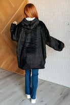 Oversized Velour Blanket Hoodie in Black Layers Ave Shops- Tilden Co.