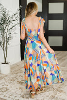 Paint Me Pretty Square Neck Dress in Lime, Blue and Tangerine Womens Ave Shops- Tilden Co.