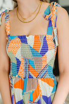 Paint Me Pretty Square Neck Dress in Lime, Blue and Tangerine Womens Ave Shops- Tilden Co.