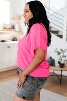 Passionately Pink V Neck Blouse Tops Ave Shops- Tilden Co.