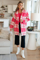 Passion in Plaid Coat in Pink    Layers Ave Shops- Tilden Co.