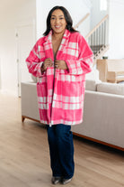 Passion in Plaid Coat in Pink    Layers Ave Shops- Tilden Co.