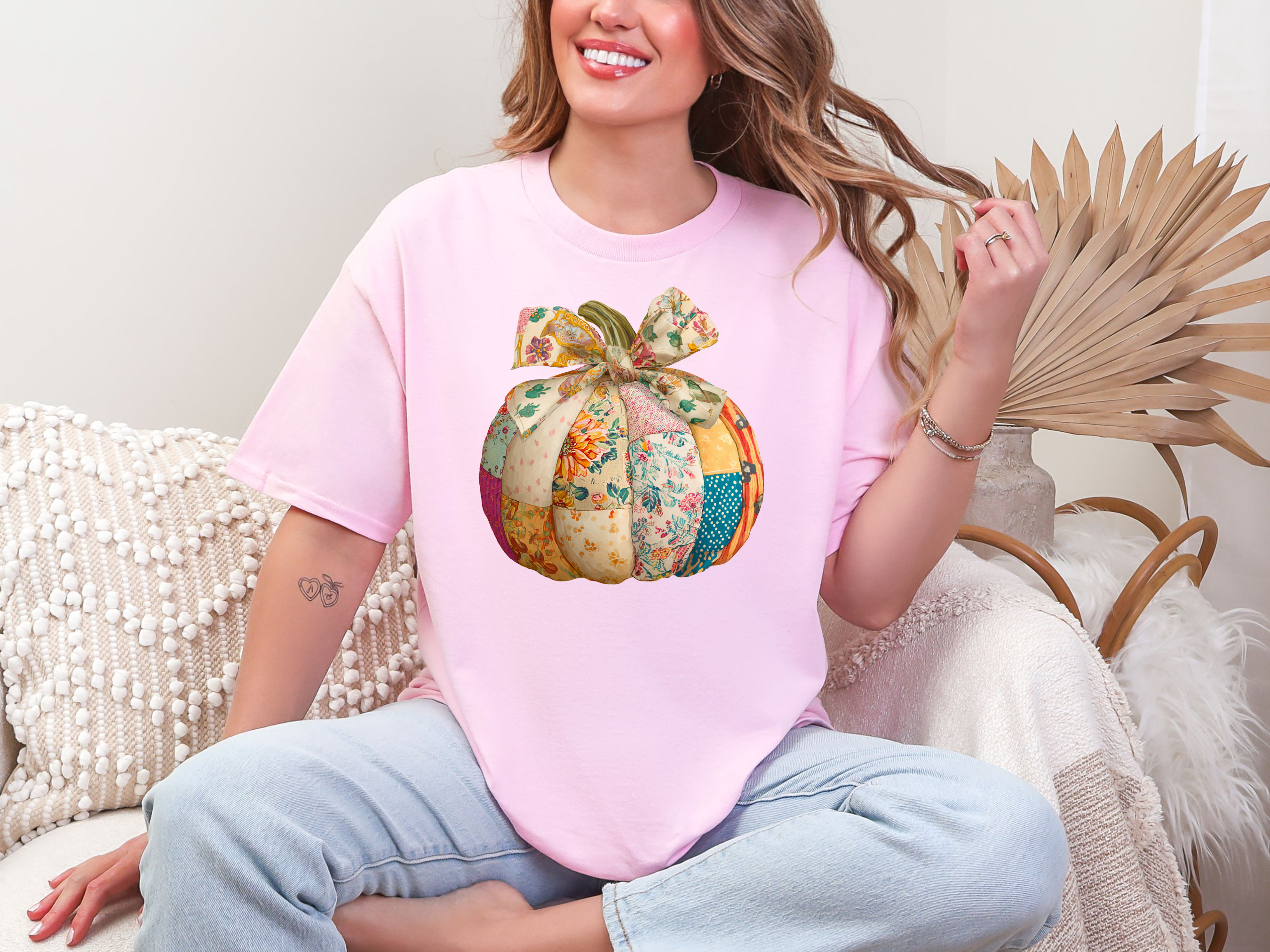 Patchwork Pumpkin Graphic Tee in Two Colors Womens Ave Shops- Tilden Co.
