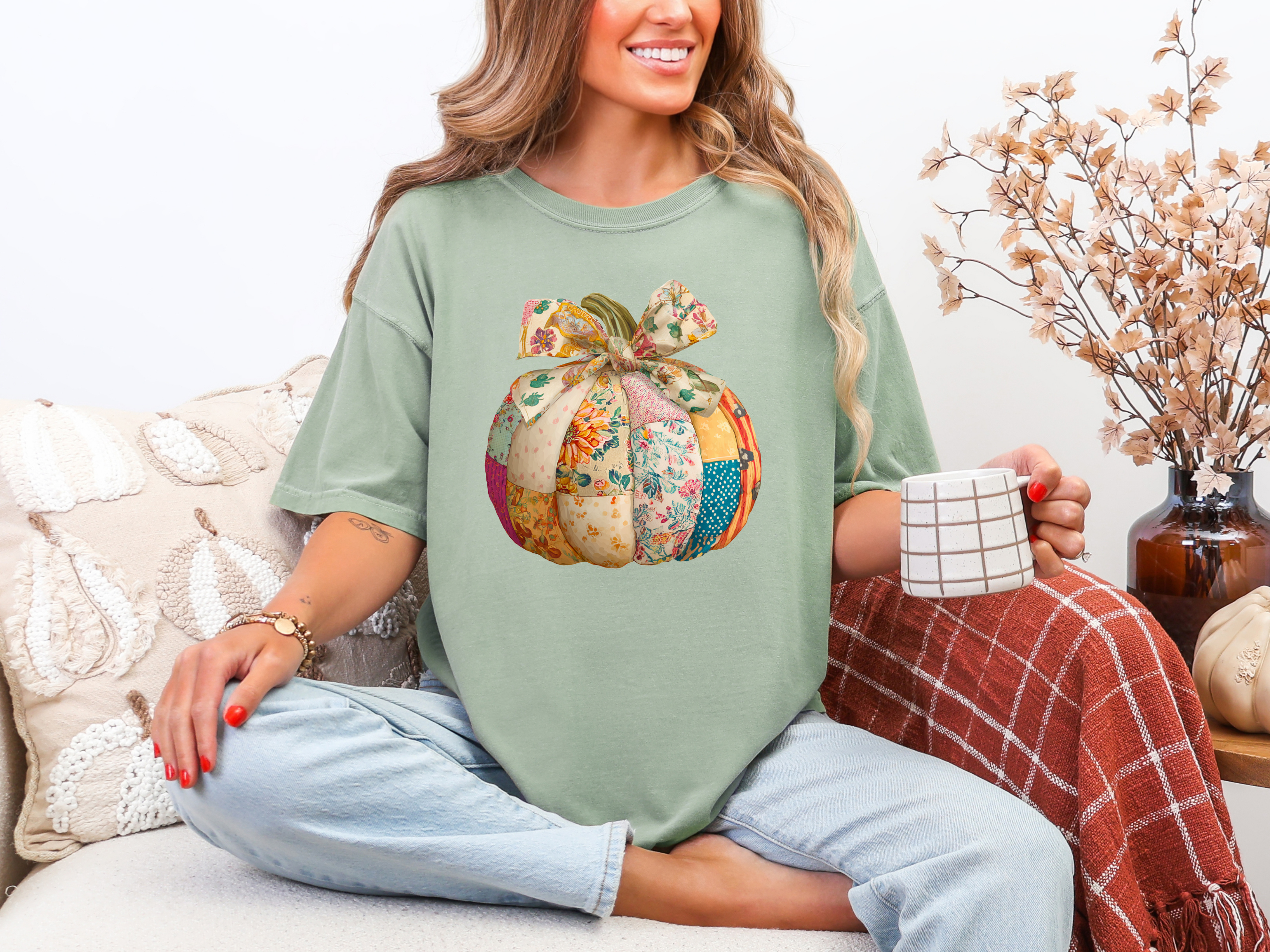 Patchwork Pumpkin Graphic Tee in Two Colors Womens Ave Shops- Tilden Co.