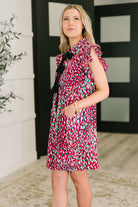 Pattern Pending Bow Detail Dress in Fuchsia and Black Womens Ave Shops- Tilden Co.