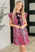 Pattern Pending Bow Detail Dress in Fuchsia and Black Womens Ave Shops- Tilden Co.