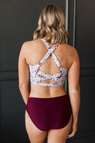 Along The Boardwalk Swim Top- Burgundy Floral Swim Crop Top Mack and Mal- Tilden Co.