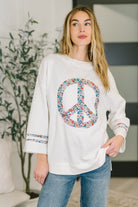 Peace, Love, and Flowers Peace Sign Top Womens Ave Shops- Tilden Co.
