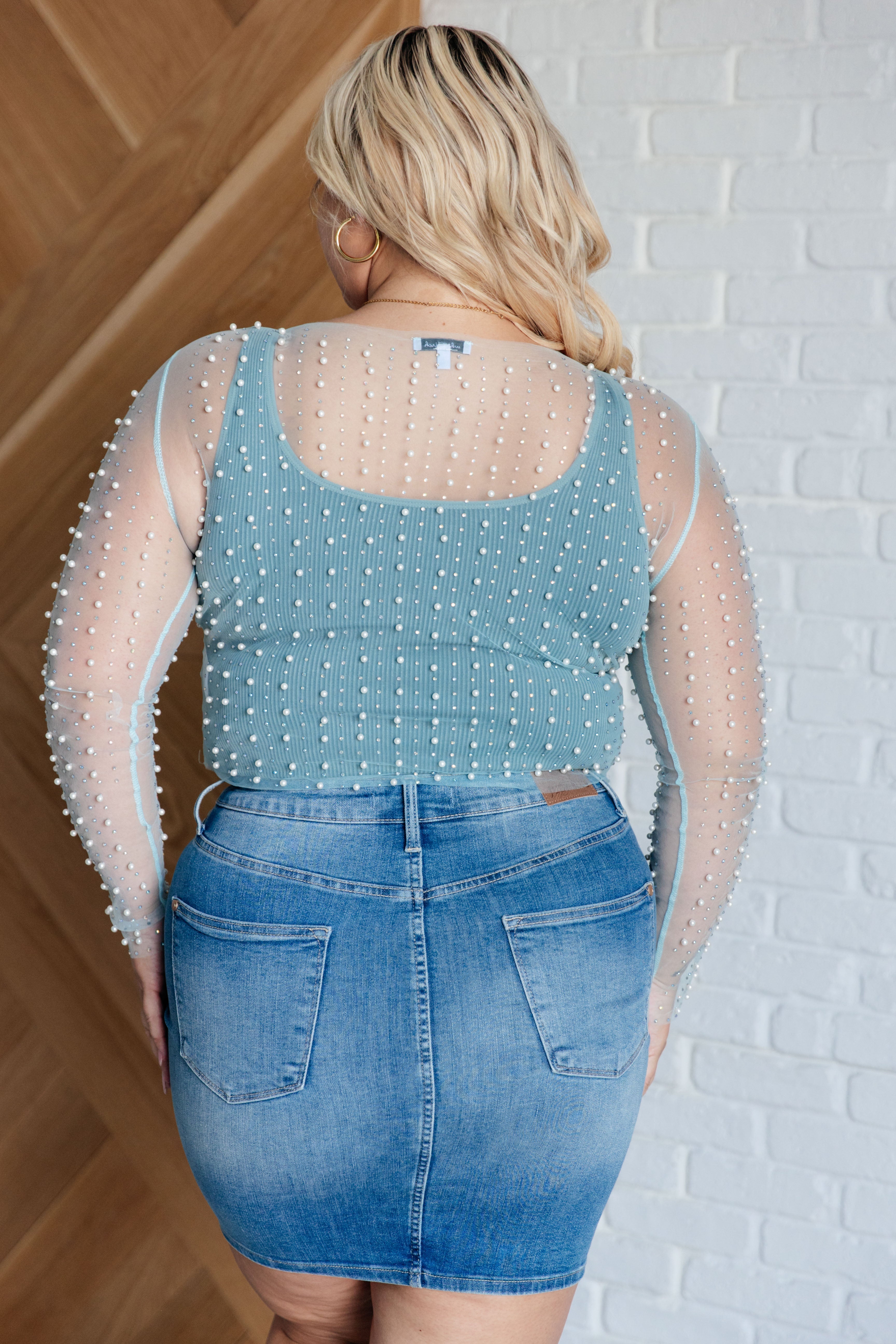 Pearl Diver Layering Top in Light Cyan    Tops Ave Shops- Tilden Co.