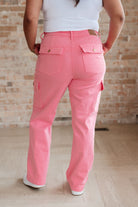 Peggy High Rise Cargo Straight Jeans in Pink    Denim Ave Shops- Tilden Co.