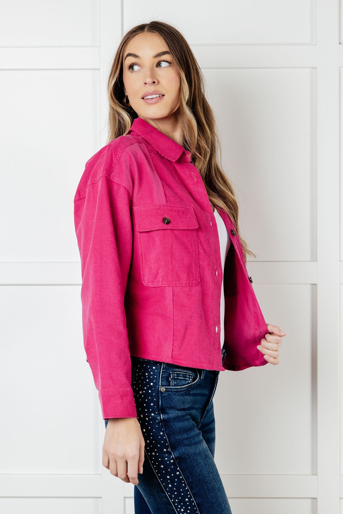 Perfect Pop of Pink Jacket Layers Ave Shops- Tilden Co.