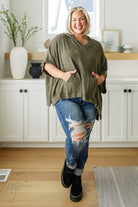 Perfectly Poised Hooded Poncho in Olive Layers Ave Shops- Tilden Co.