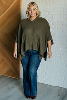 Perfectly Poised Hooded Poncho in Olive Layers Ave Shops- Tilden Co.