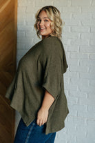 Perfectly Poised Hooded Poncho in Olive Layers Ave Shops- Tilden Co.