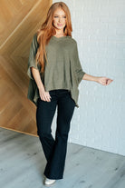 Perfectly Poised Hooded Poncho in Olive Layers Ave Shops- Tilden Co.